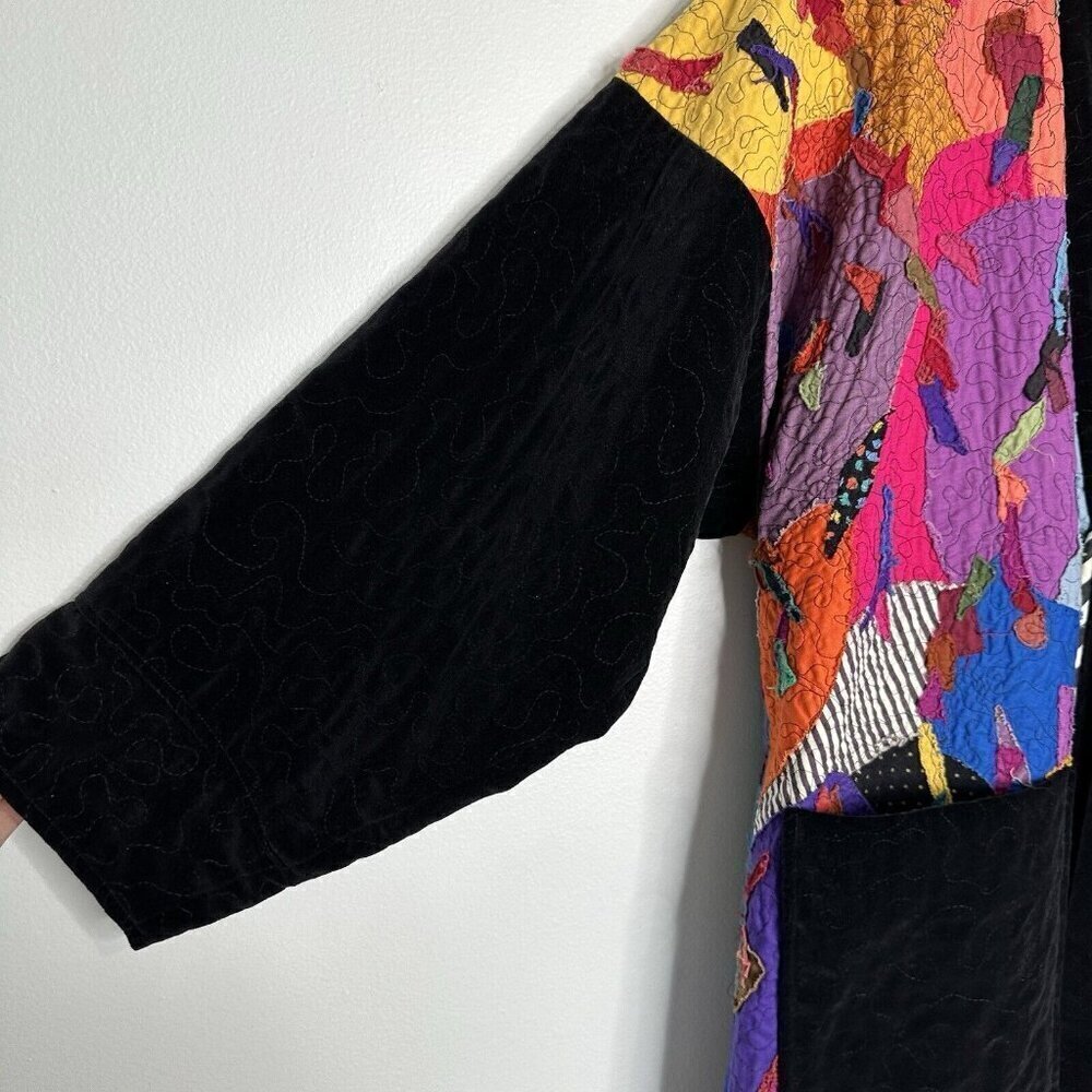 Statement Jacket Kimono Patchwork Colorful Size XL - image 3